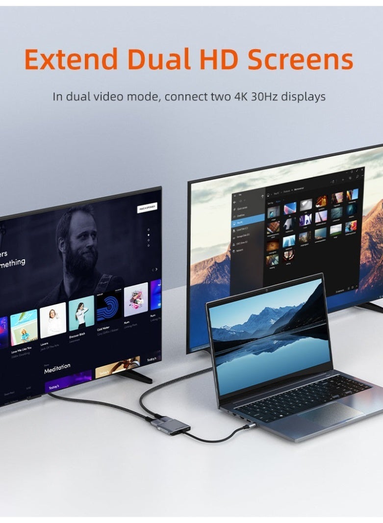 CABLETIME 4K60Hz USB C to DUAL HDMI HUB, Support MST - Image 5